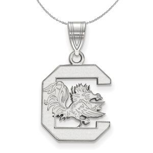Sterling Silver South Carolina Medium 'C' Pendant Necklace - 16 Inch